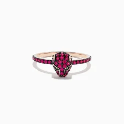 Rings|BH Multi Signature 14K Rose Gold Ruby and Tsavorite Panther Ring, 0.59 TCW