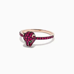 Rings|BH Multi Signature 14K Rose Gold Ruby and Tsavorite Panther Ring, 0.59 TCW