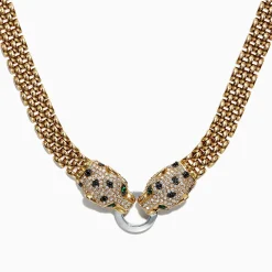 Necklaces & Pendants|Effy Jewelry Signature 14K 2-Tone Gold Diamond and Emerald Necklace, 1.27 TCW