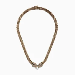 Necklaces & Pendants|Effy Jewelry Signature 14K 2-Tone Gold Diamond and Emerald Necklace, 1.27 TCW