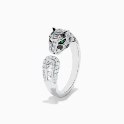 Rings|BH Multi Signature 14K White Gold and Emerald Panther Ring