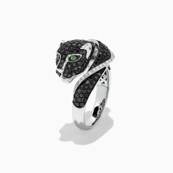 Rings|Effy Jewelry Signature 14K White Gold Black u0026 White Diamond Panther Ring, 1.54 TCW
