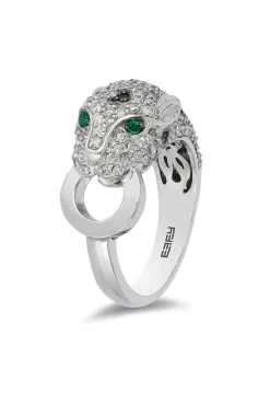 Rings|Effy Jewelry Signature 14K White Gold Diamond and Emerald Ring, 1.40 TCW