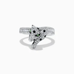 Rings|Effy Jewelry Signature 14K White Gold Diamond and Tsavorite Panther Ring