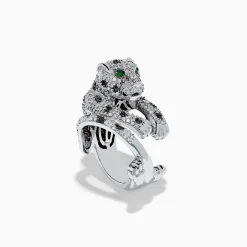 Rings|Effy Jewelry Signature 14K White Gold Diamond and Emerald Panther Ring