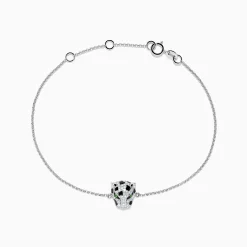 Bracelets|Effy Jewelry Signature 14K White Gold Diamond and Emerald Panther Bracelet