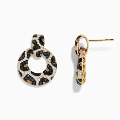 Earrings|BH Multi Signature 14K Yellow Gold Black and White Diamond Spot Earrings