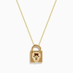 Necklaces & Pendants|Effy Jewelry Signature 14K Yellow Gold Black Diamond Lock Pendant