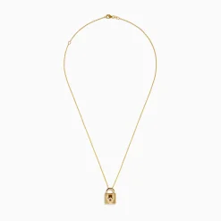 Necklaces & Pendants|Effy Jewelry Signature 14K Yellow Gold Black Diamond Lock Pendant