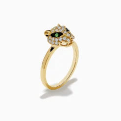 Rings|Effy Jewelry Signature 18K Yellow Gold Diamond and Tsavorite Panther Ring
