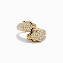 Rings|Effy Jewelry Signature 14K Yellow Gold Diamond and Emerald Panther Bypass Ring