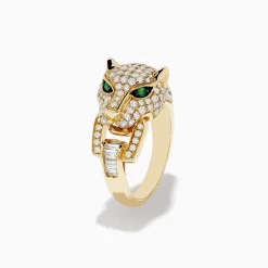 Rings|Effy Jewelry Signature 14K Yellow Gold Diamond and Emerald Panther Ring