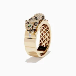Rings|Effy Jewelry Signature 14K Yellow Gold Diamond and Tsavorite Panther Ring, 0.64 TCW
