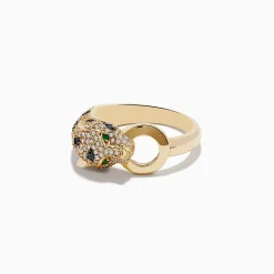 Rings|Effy Jewelry Signature 14K Yellow Gold Diamond and Emerald Ring, 0.67 TCW