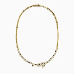 Necklaces & Pendants|Effy Jewelry Signature 14K Yellow Gold Diamond and Emerald Panther Necklace