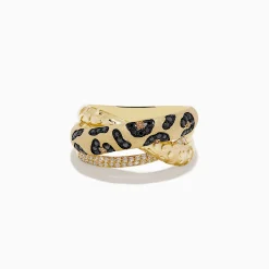 Rings|BH Multi Signature 14K Yellow Gold Diamond Spot Crossover Ring
