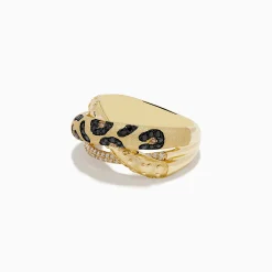 Rings|BH Multi Signature 14K Yellow Gold Diamond Spot Crossover Ring