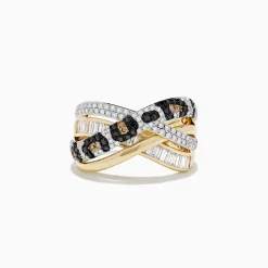Rings|BH Multi Signature 14K Yellow Gold Diamond Spot Crossover Ring