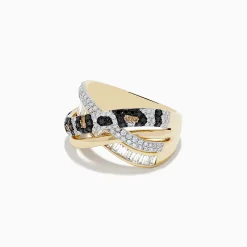Rings|BH Multi Signature 14K Yellow Gold Diamond Spot Crossover Ring