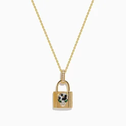 Necklaces & Pendants|Effy Jewelry Signature 14K Yellow Gold Diamond Lock Pendant