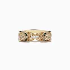 Rings|Effy Jewelry Signature 14K Yellow Gold Diamond and Emerald Panther Ring
