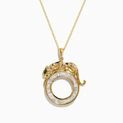 Necklaces & Pendants|Effy Jewelry Signature 14K Yellow Gold Diamond and Emerald Pendant