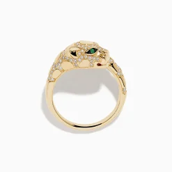 Rings|Effy Jewelry Signature 14K Yellow Gold Emerald and Diamond Panther Ring