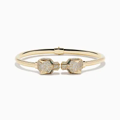 Bracelets|Effy Jewelry Signature 14K Yellow Gold Emerald and Diamond Bangle