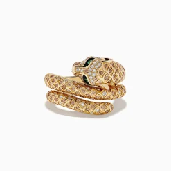 Rings|Effy Jewelry Signature 14K Yellow Gold Emerald, Espresso, and White Diamond Ring