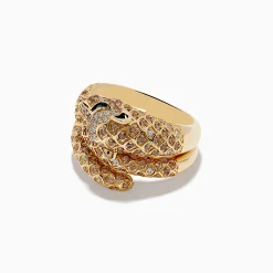 Rings|Effy Jewelry Signature 14K Yellow Gold Emerald, Espresso, and White Diamond Ring