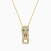 Necklaces & Pendants|Effy Jewelry Signature 14K Yellow Gold Emerald and Diamond Panther Pendant