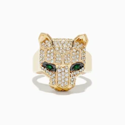 Rings|BH Multi Signature 14K Yellow Gold Emerald and Diamond Panther Ring