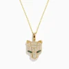 Necklaces & Pendants|Effy Jewelry Signature 14K Yellow Gold Emerald and Diamond Panther Pendant