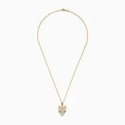 Necklaces & Pendants|Effy Jewelry Signature 14K Yellow Gold Emerald and Diamond Panther Pendant