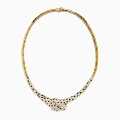 Necklaces & Pendants|Effy Jewelry Signature 14K Yellow Gold Emerald, Black and White Diamond Necklace