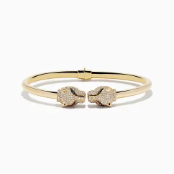 Bracelets|Effy Jewelry Signature 14K Yellow Gold Emerald and Diamond Bangle