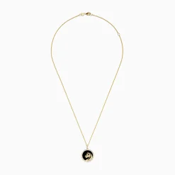 Necklaces & Pendants|Effy Jewelry Signature 14K Yellow Gold Onyx Emerald and Diamond Panther Pendant