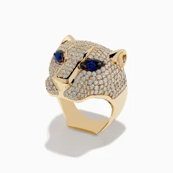 Rings|Effy Jewelry Signature 14K Yellow Gold Sapphire and Diamond Panther Ring