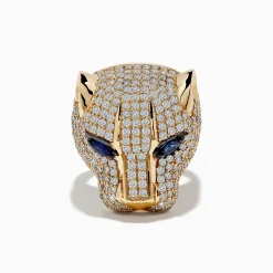 Rings|Effy Jewelry Signature 14K Yellow Gold Sapphire and Diamond Panther Ring