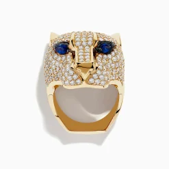 Rings|Effy Jewelry Signature 14K Yellow Gold Sapphire and Diamond Panther Ring