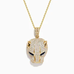 Necklaces & Pendants|Effy Jewelry Signature 14K Yellow Gold Sapphire and Diamond Panther Pendant