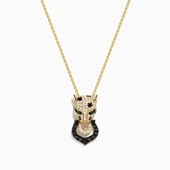 Necklaces & Pendants|Effy Jewelry Signature 14K Yellow Gold White and Black Diamond Panther Pendant