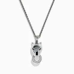 Necklaces & Pendants|Effy Jewelry Signature Sterling Silver Tsavorite and Diamond Panther Pendant