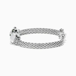 Bracelets|Effy Jewelry Signature Sterling Silver Diamond and Tsavorite Panther Bracelet, 0.16 TCW