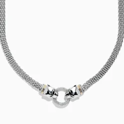 Necklaces & Pendants|Effy Jewelry Signature Sterling Silver u0026 18K Gold Diamond and Tsavorite Panther Necklace, 0.48 TCW