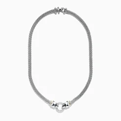 Necklaces & Pendants|Effy Jewelry Signature Sterling Silver u0026 18K Gold Diamond and Tsavorite Panther Necklace, 0.48 TCW
