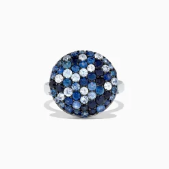 Rings|BH Multi Splash Sterling Silver Blue Sapphire Circle Ring, 2.95 TCW