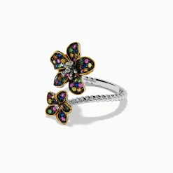 Rings|Effy Jewelry Splash Sterling Silver Diamond and Mulit Sapphires Flower Ring