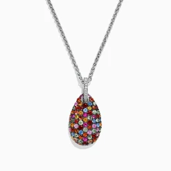 Necklaces & Pendants|Effy Jewelry Splash Sterling Silver Multi Sapphire u0026 Diamond Pendant, 3.26 TCW