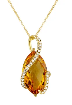 Necklaces & Pendants|Effy Jewelry Sunset 14K Yellow Gold Citrine and Diamond Pendant, 8.69 TCW